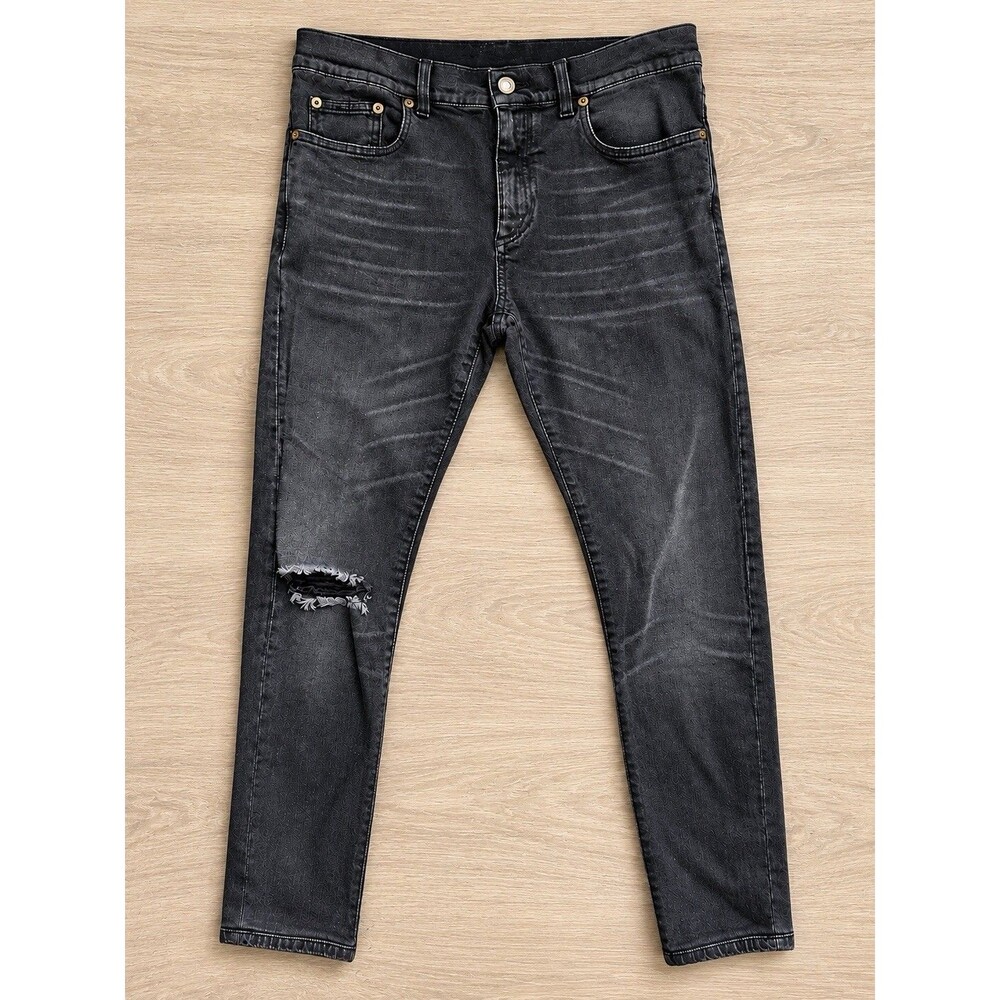 Saint Laurent Paris D02 Men’s Black Distressed Skinny Jeans Size 30